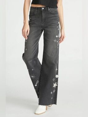 Driftwood Charlee Shooting Star High Waist Wide Leg Jeans Size 27 NWT